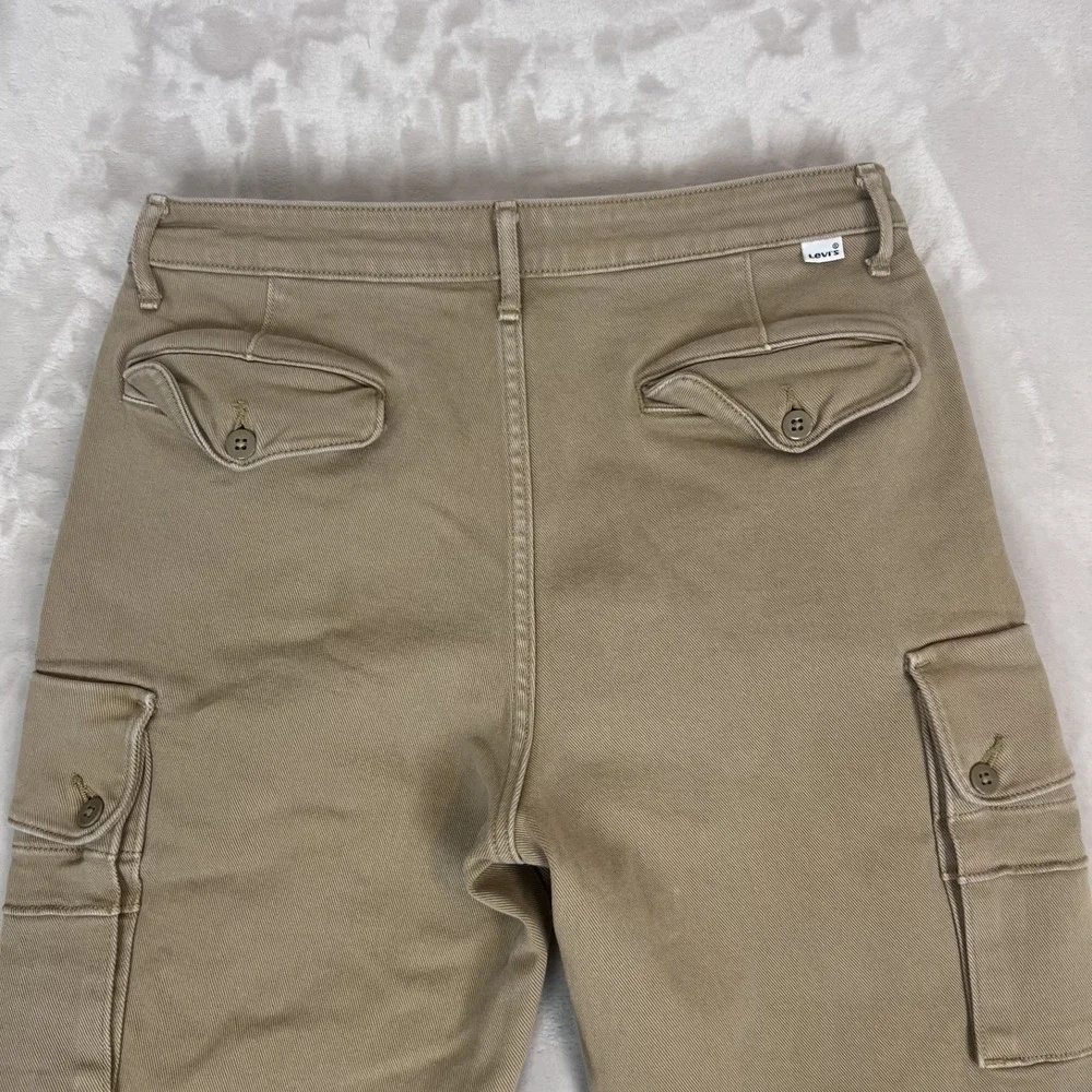 Y2K Levis Cargo Pants Mens 32x32 Tan Tapered Leg Skater Grunge Streetwear Casual
